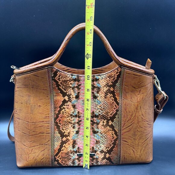 Brahmin Elaine Satchel Purse Bag Mahogany Cassaway Leather Adjustable Strap - Picture 14 of 16